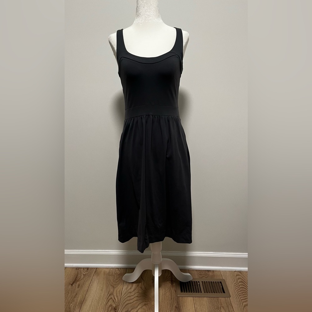 Dark grey sleeves-less dress with pockets